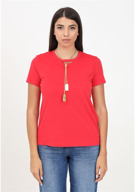 Women's red short sleeve t-shirt with necklace ELISABETTA FRANCHI | MA00946E2CG5